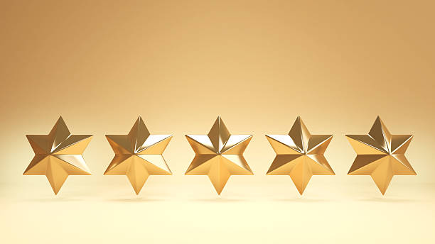 istock 5-star quality ranking, satisfactory business results, performance ratings, 3D rendering 2207882073