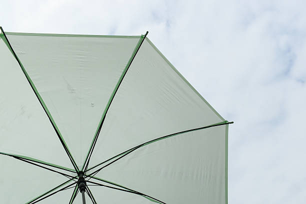 Family explores old town under umbrellas on a rainy day
