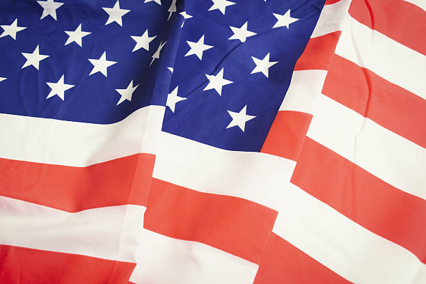 istock american wave flag texture background, USA 2207888492