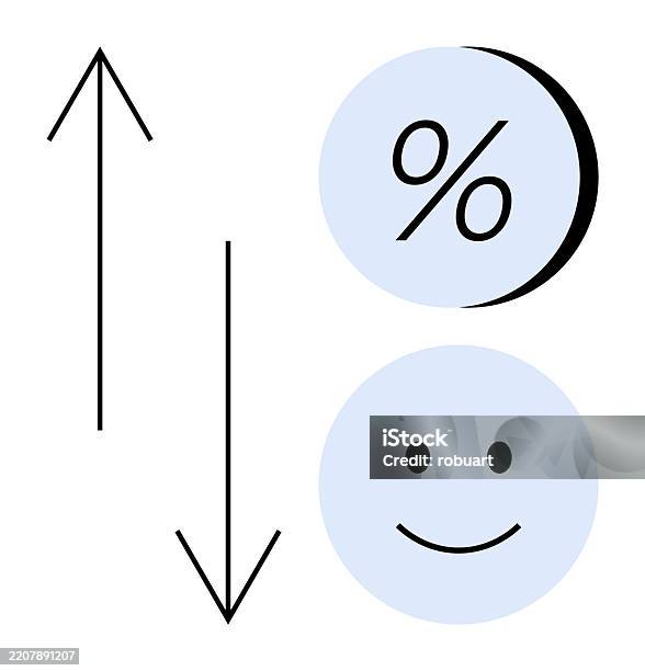 Arrows Indicating Increase And Decrease With Percentage Symbol And ...