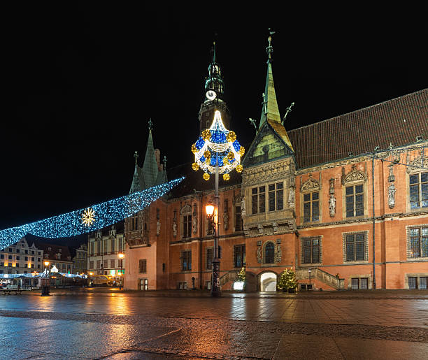 istock Wroclaw Town Hall Illuminated at Night with Christmas Decorations 2207894825