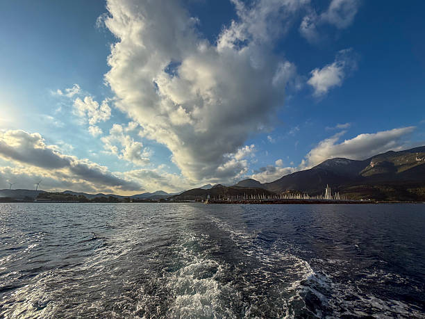 The sea with beautiful clouds on the blue sky
