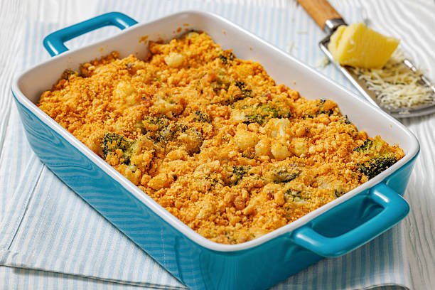 istock broccoli cauliflower casserole in a dish, top view 2207898090