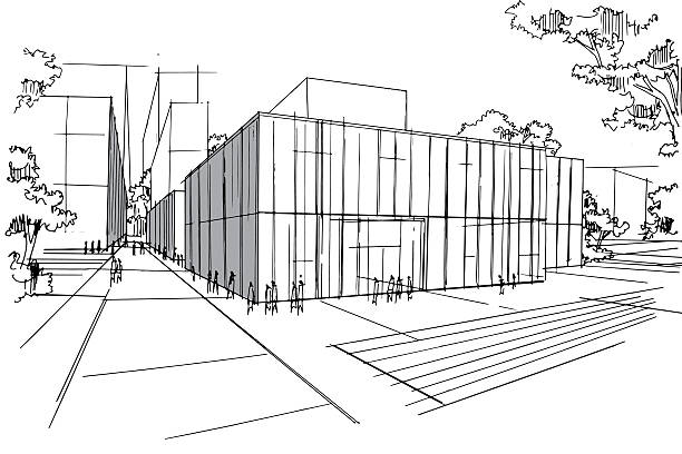 istock Drawing exterior and interior architectural lines. , Graphic assembly in architecture and interior design work. ,Sketch ideas for interior or exterior designs. 2207898777