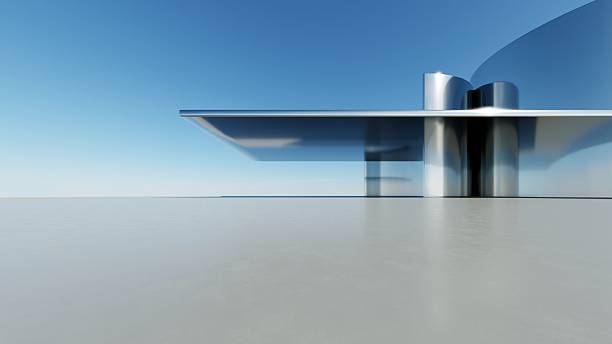 istock 3d illustration of abstract minimal architecture background, geometric architectural with chrome or metallic arch design 2207899663