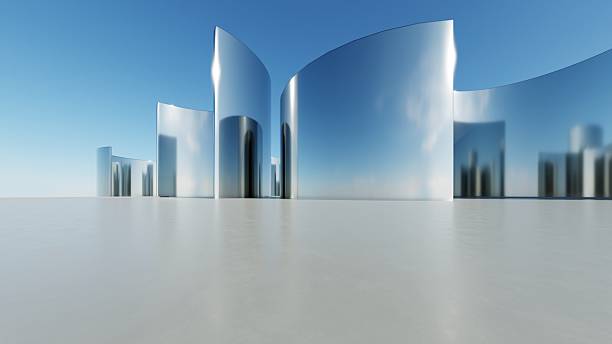 istock 3d illustration of abstract minimal architecture background, geometric architectural with chrome or metallic arch design 2207899667