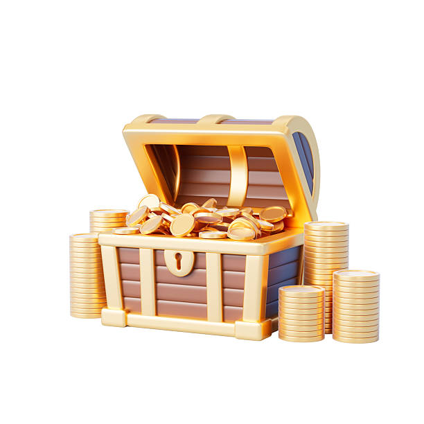 pirate gold coins close up