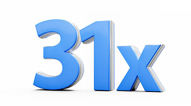 istock Blue 31x Thirty One x Or 31 Times For Advertising And Dynamic Sales Presentations 3D Illustration 2207903102