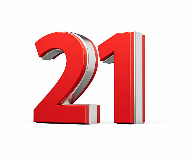 istock Bold Vibrant Red Number Twenty one Number 21 With Metallic On White Background 3D Illustration 2207903145