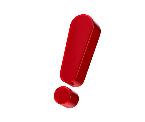 3D Red exclamation mark with a glossy finish, symbolizing urgency or alertness. 3d illustration