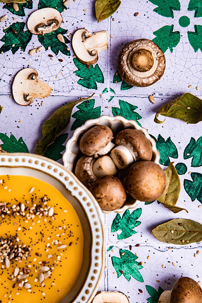 Pumpkin soup and mushrooms