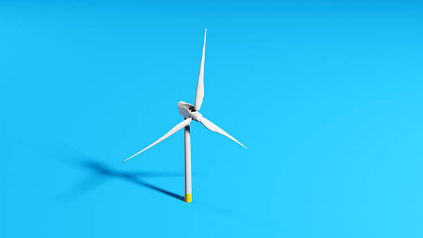 istock Wind turbiner on color background. concept clean energy power, 3d render 2207903707