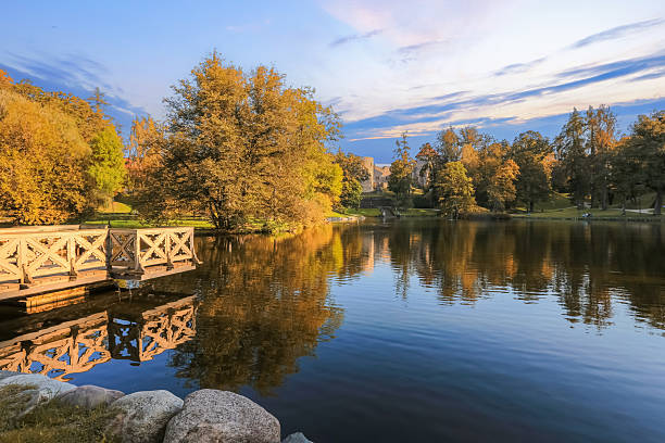 Autumn park in the town Cesis, Latvia