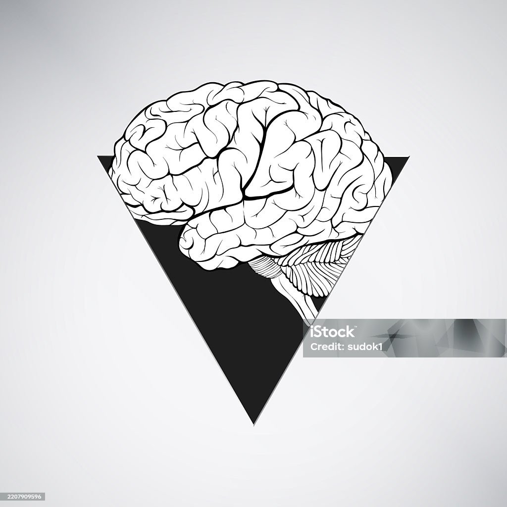 Abstract. Brain Simple Form Uman Brain In A Triangular Window Stock Illustration - Download Image ...