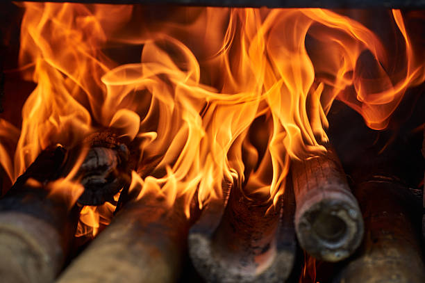 istock Close-up view of the flame on firewood 2207916820