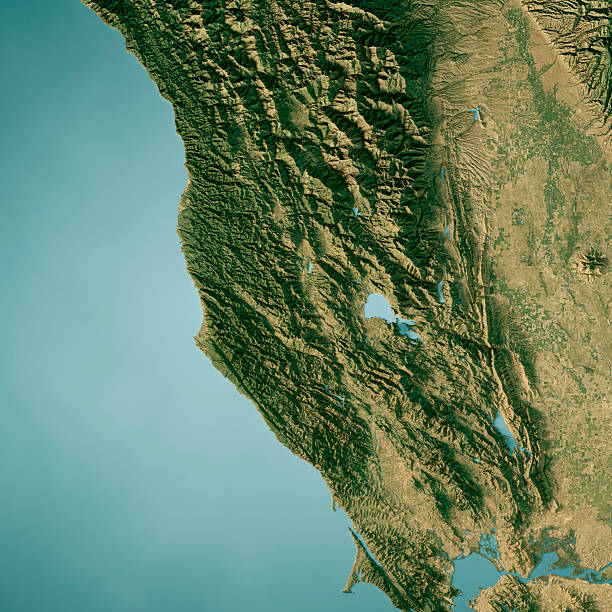 istock Mendocino Lake Sonoma County Satellite Topographic Map 3D Render True Color 2207920081