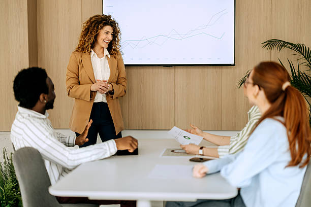 istock Female CEO analysing business performance with team 2207921899