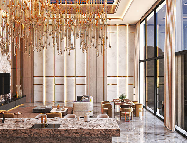 istock Luxury interior with elegant chandelier 2207926455