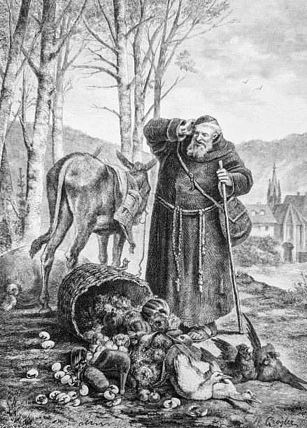 istock Monk lost his load shortly before the finish, the basket fell off the donkey 2207926573