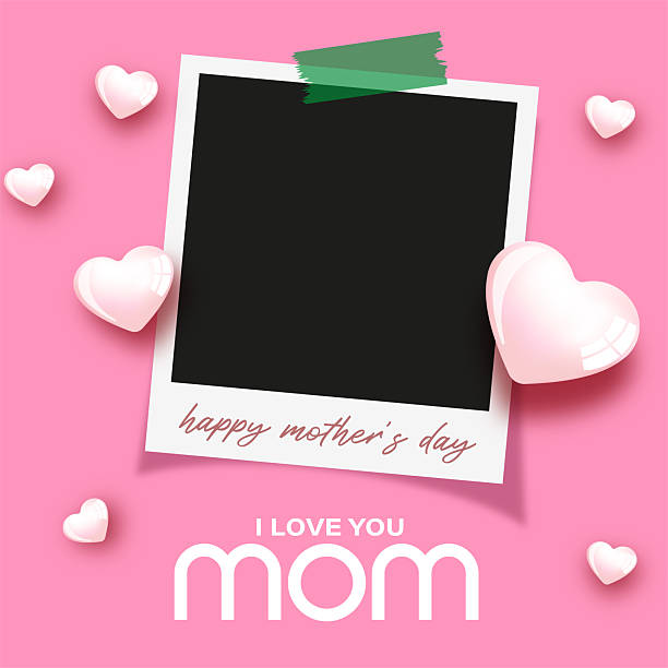 istock Mother's Day greeting concept with hearts and photo frame 2207928791