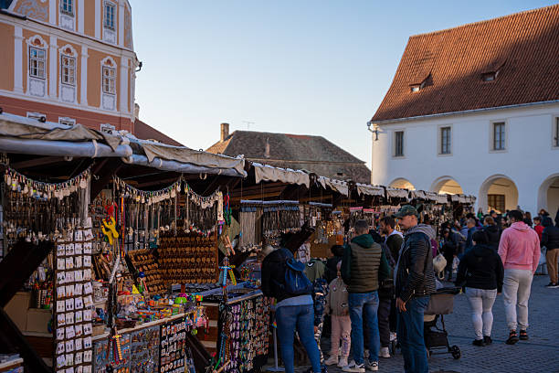 Sibiu, Transylvania, Romania - August 08, 2021: The historic city of Sibiu in Romania
