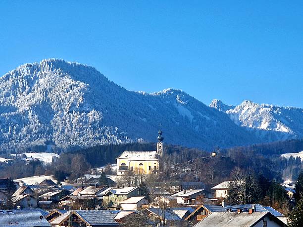 istock Panorama view to Village in alps 2207935889