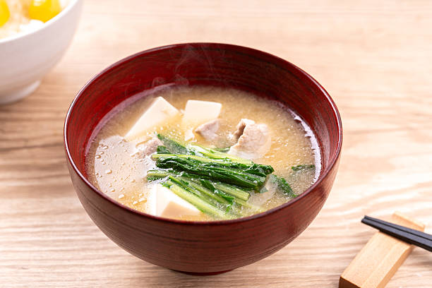 istock Miso soup with mizuna and tofu 2207937448