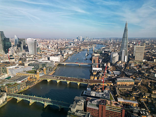 istock Aerial view over London towards Tower Bridge UK 2207937779