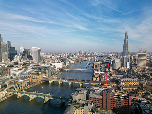 istock Aerial view over London towards Tower Bridge UK 2207937815