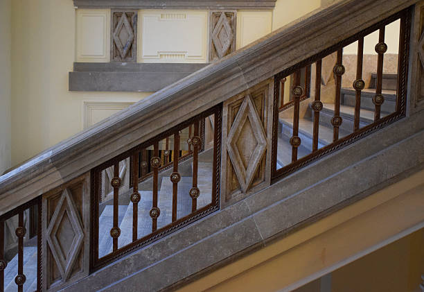 Berlin, Germany - July 27, 2019: Interior view of the main staircase of the Cathedral of Berlin. Low angle view.