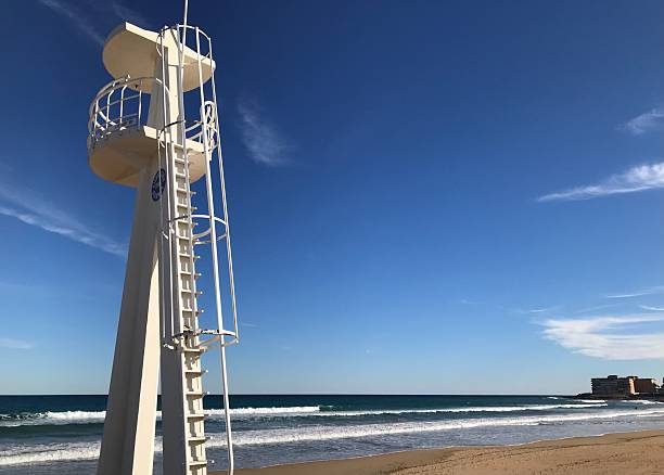 istock Lifeguard ladder and viewing platform on beach 2207938071