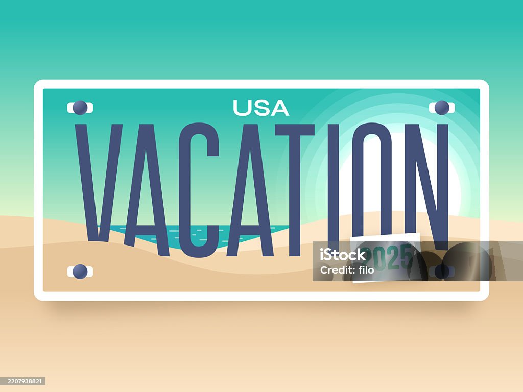 Visit Plate Vacation Beach Road Trip Travel Destination License Plate Stock ...