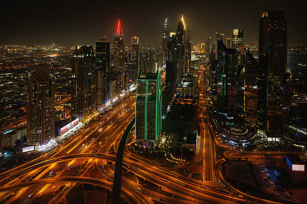 istock Dubai city night panorama, modern cityscape. 2207939289