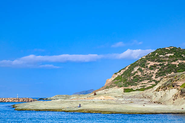 Light-colored trachyte on the coast of Bosa Marina, a coastal town on the western Sardinia