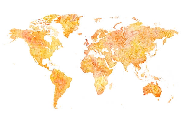 istock World Map Watercolor - Art Decorative Vector Illustration of the World Map in Yellow Orange Red Colors - Ideally for Interior Print 2207946156