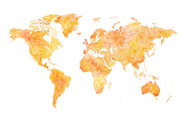 istock World Map Watercolor - Art Decorative Vector Illustration of the World Map in Yellow Orange Red Colors - Ideally for Interior Print 2207946224