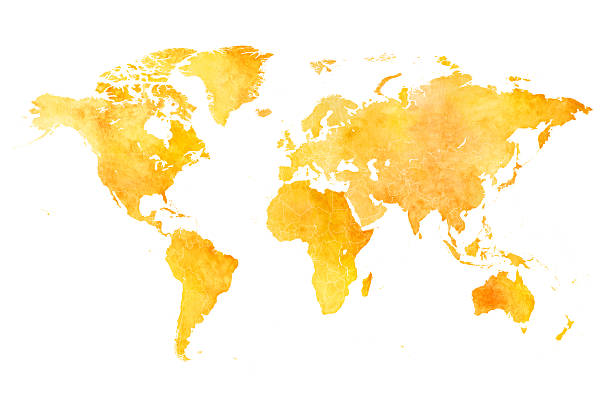 istock World Map Watercolor - Art Decorative Vector Illustration of the World Map in Bright Yellow Orange Sunny Colors - Ideally for Interior Print 2207946232