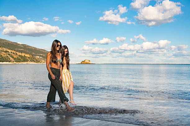 Summer tourism at Portinho da Arrábida beach in Setúbal, Portugal