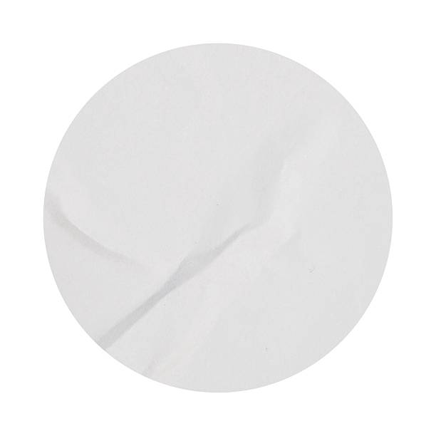 istock Blank White empty round crumpled paper emblem mockup promotion sticker label cutout isolated on a transparent background Copy space preview tag, label 2207953040