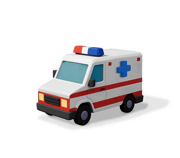 istock 3D ambulance car with blue medical cross isolated 2207953072