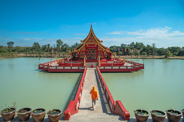 Wat Saman Rattanaram flower petals temple in Chachoengsao, Thailand. High quality photo
