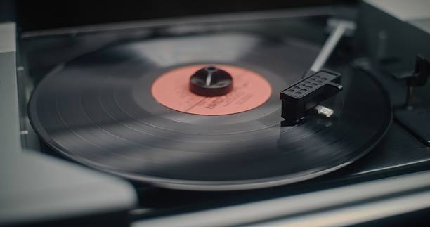istock Vinyl Record Spinning On Vintage Turntable, Playing Classic Music 2207956866
