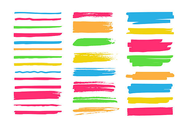 Colorful Highlighter Marker Set Vector illustration of colorful highlighter marker set. hitting stock illustrations