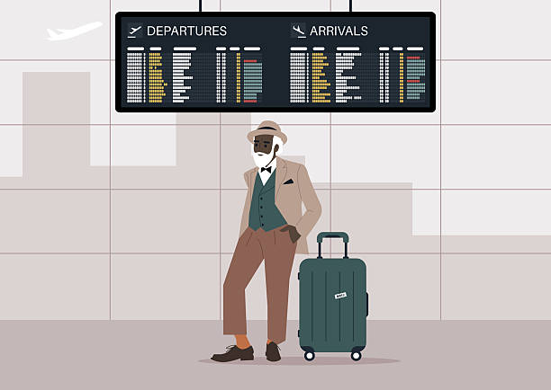 A traveler stands under the airport departure board, checking flight details and feeling anticipation for their journey ahead, Luggage sits by their side, ready for adventure