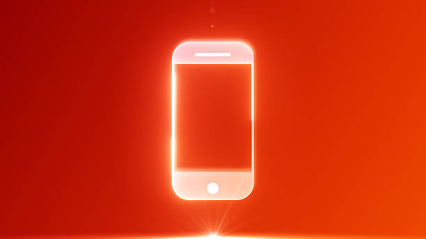 Smart phone icon with a glowing neon effect 4K stock photo