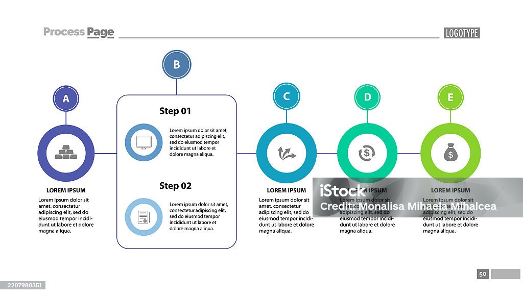 Five Stage Process Chart Slide Template Stock Illustration - Download ...