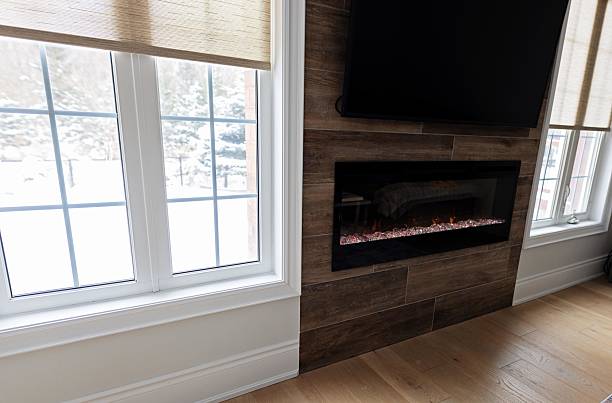 istock Modern Electric Fireplace in a Cozy Living Space 2207983036