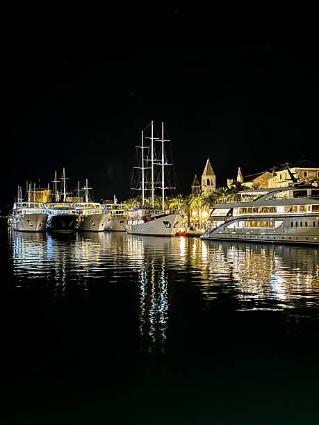 Trogir town, Dalmatia, Croatia at night.