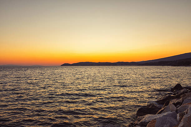 Beautiful sunset on the Greek island Thasos