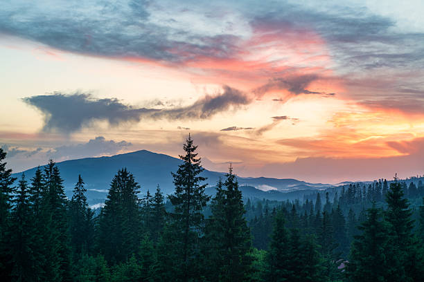 istock Scenic mountains landscape at sunset 2208005939